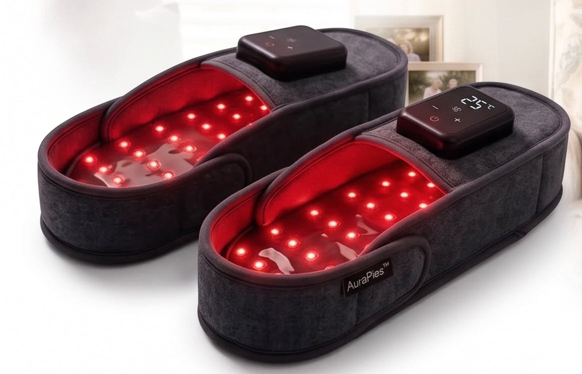 AuraPies: zapatillas de bienestar con luz roja y control de temperatura